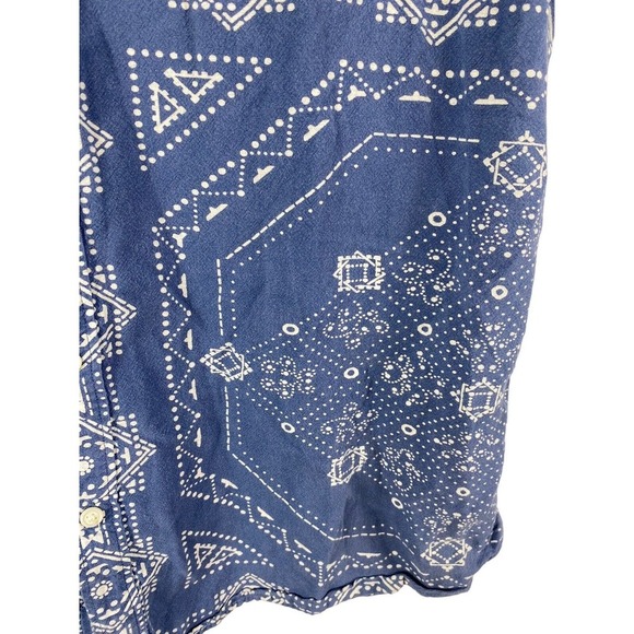 Banana Republic Camden Shirt Large Blue Bandana Print Button Down Short Sleeve - Picture 7 of 9